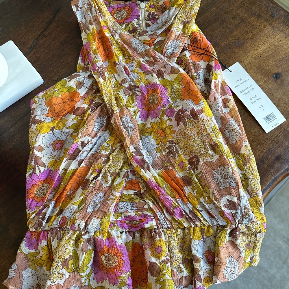 Veronica Beard Kailani Floral Silk Top XS S 0